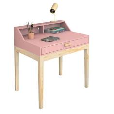 Imagem de Escrivaninha Infantil Rosa Com Gaveta E Pes De Madeira