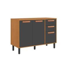 Imagem de Balcão de Cozinha Itaiaia 3 Portas 2 Gavetas Grafite Nápoles