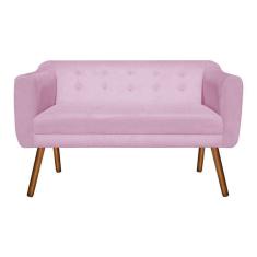 Imagem de Namoradeira 02 Lugares Julia Suede Rosa Bebê Pés Palito Castanho D'Rossi