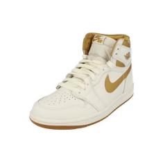 Imagem de Tênis feminino Air Jordan 1 Retro High OG ouro branco (FD2596-107, branco e dourado), Branco/dourado metálico/marrom claro, 38