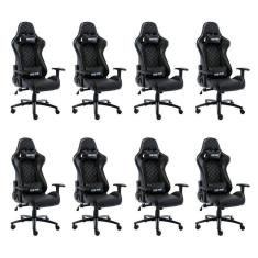 Imagem de Kit 8 Cadeiras Gamer Giratória Fair Play Preto