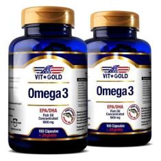 Imagem de Ômega 3 Fish Oil Óleo De Peixe 1000 Vitgold Kit 2X 100 Cap.