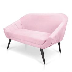 Imagem de Namoradeira Giovana 02 Lugares Suede de Ferro Rosa Bebê
