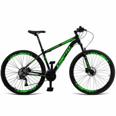 Imagem de Bicicleta Aro 29 Cripto 27v Alivio Freio Hidraulico Trava K7 - Preto-verde - 19" Preto-verde