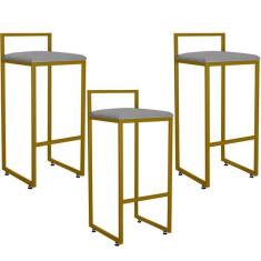 Imagem de Kit 03 Banquetas Alta Para Cozinha Sala De Jantar Hanna L02 D