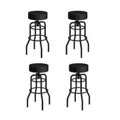 Imagem de Conjunto 4 Banquetas de Aço 70cm Giratória Paris Preto/preto