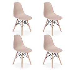 Imagem de Conjunto 4 Cadeiras Charles Eames Eiffel Wood Base Madeira - Nude