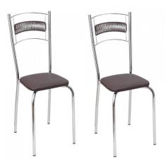 Imagem de Conjunto 2 Cadeiras Cromado Ana Fil Móveis Cromado/Marrom