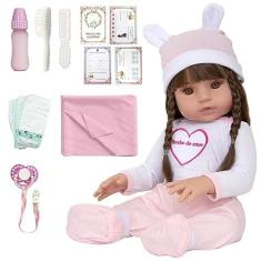 Imagem de Boneca Bebê Reborn 100% Silicone Sonho de Amor 13 Itens