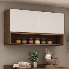 Imagem de Armário Aéreo de Cozinha 120cm 2 Portas Conecta Genialflex Ébano/off White