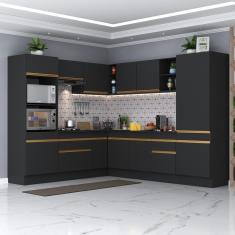 Imagem de Cozinha Completa De Canto Mp2081 Com Armário E Balcão Preta
