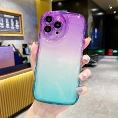 Imagem de Luxo gradiente arco-íris colorido claro encaracolado ondulado caso para iphone 13 12 11 pro max x xr xs max 7 8 plus silicone macio, 6, para iphone 7 plus