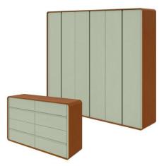 Imagem de Conjunto De Guarda-Roupa Casal Loop 6 Portase Cômoda 8 Gavetas 152X48x