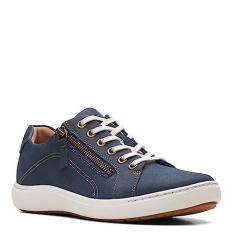 Imagem de Clarks Tênis feminino de renda Nalle, Azul-marinho Nubuc, 38 BR