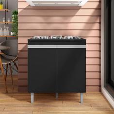 Imagem de Balcão Para Cooktop de 4 e 5 Bocas Com Tampo Andréia Cor Preto - ajl Móveis