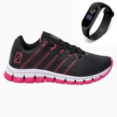 Imagem de Tenis Feminino Esporte Academia Caminhada Ortopêdico Sola Reta Moderna + Relógio-Feminino