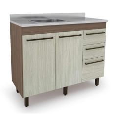 Imagem de Balcão de Cozinha com Tampo 2 pt 3 gv Tannat e Legno Crema