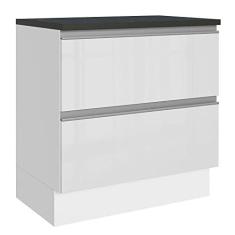 Imagem de Balcão Madesa Acordes 100% MDF 80 cm 2 Gavetas - Frentes Branco Brilhante