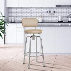 Imagem de Banqueta Cromado Assento Bege Metalizado Compoarte Cromado/bege Metalizado