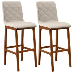 Imagem de Kit 02 Banquetas Altas Zoe Linho Cru