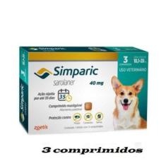Imagem de Simparic 40mg - Cães 10,1 a 20kg - 3 comprimidos palatáveis - Pulgas C