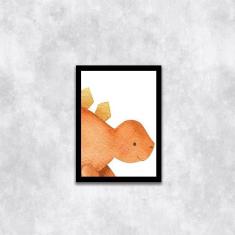 Imagem de Quadro Decorativo Infantil Dinossauro Laranja 45x34cm