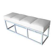Imagem de Recamier Queen Branco Base De Metal Cinza Square Módena - Rbl