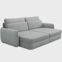 Imagem de Sofá Retrátil Reclinável Para Sala Living 3 Lugares Jacob 254cm T03 Linho Cinza Urano - Lyam Decor