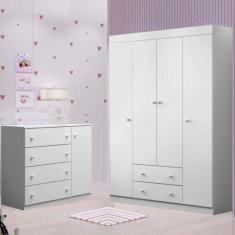 Imagem de Guarda Roupa 4 Portas E Cômoda Sapateira Mdf Moveis Para Quarto Infant