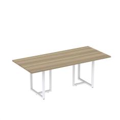 Imagem de Mesa de Reunião Retangular 200x90cm MR2000P25TUB Noce Marromlle/Branco