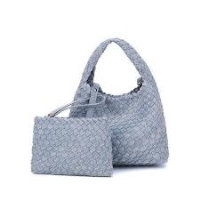 Imagem de Bolsa feminina clássica de tecido jeans, bolsa de ombro pequena moderna, bolsa tiracolo jeans Demin Hobo, Azul