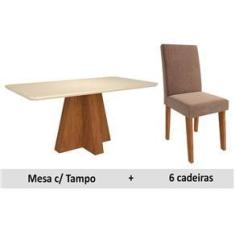 Imagem de Sala de Jantar Cimol Maitê+6 Cadeiras Milena Savana/Pluma