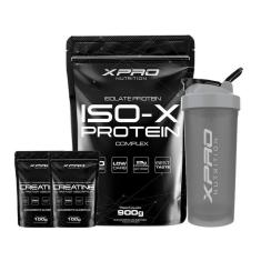 Imagem de Kit Whey Iso-x 900g + 2x Creatina 100g + Coqueteleira 700ml - Xpro Nutrition-Unissex