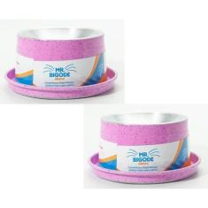Imagem de Kit 02 Unid. Comedouro Anti Formiga Ergonômico Para Gatos Mr. Bigode J