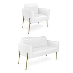 Imagem de Sofá Namoradeira e Poltrona Pé de Ferro Dourado Marisa Corano D03 - D'Rossi