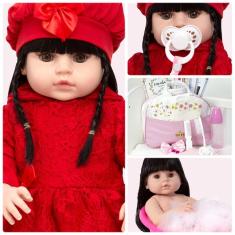 Imagem de Boneca Estilo Reborn Bonita Morena 20 Itens Pode Tomar Banho