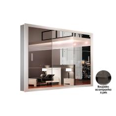 Imagem de Guarda Roupa 3 Portas De Correr E 4 Gavetas C Espelho E Pes Veneza Gold Branco Rufato