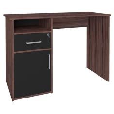 Imagem de Escrivaninha Mesa Escritório 1 Porta 1 Gaveta Ipê/preto