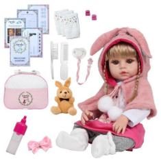 Imagem de Bebê Reborn Tipo Reborn Realista Coelinha Com Pelúcia - Cegonha Reborn