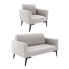 Imagem de Sofá Namoradeira Com Poltrona Pés Villach Marisa Veludo D03 - D\`rossi Cor Cinza