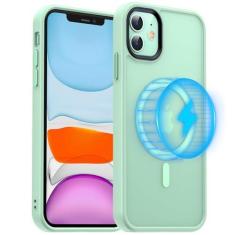 Imagem de Meifigno Capa magnética para iPhone 11, [proteção de grau militar e compatível com Magsafe], policarbonato fosco translúcido com chaves de liga de alumínio, capa de telefone à prova de choque para
