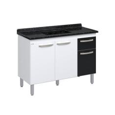 Imagem de Balcão de Cozinha 3 Portas e 1 Gaveta 116,2cm Preto