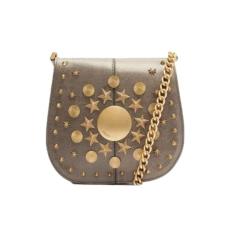 Imagem de Bolsa Tiracolo Cinza Couro Pequena Metais Folk Arezzo Femin