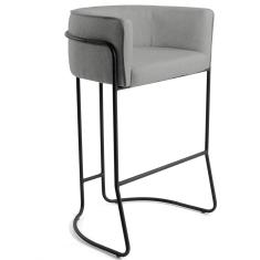 Imagem de Banqueta Decorativa Fixa Base de Aço  Betina D02 Linho  C-416 - Lyam Decor