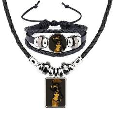 Imagem de Vestidos aborígenes femininos africanos negros, pulseira de couro, conjunto de joias