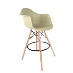 Imagem de Banqueta Eames Com Braços Fendi - Base De Madeira Natural