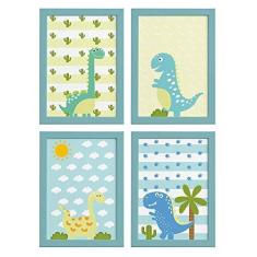 Imagem de Quadros Para Quarto Dinossauro Baby 22X32cm Moldura  4Un