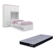 Imagem de Kit Guarda Roupa de Solteiro com Cabeceira Baú + Cama de Solteiro Acop