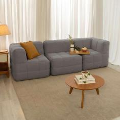 Imagem de sofá guldi popup com 2 módulos canto e central linho cinza