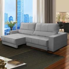 Imagem de Sofá Retrátil 4 Lugares 260 Cm Reclinável Mola Ensacada Orion Veludo C